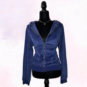 Mango Blue Velour Tracksuit Sweater Y2K Lounge